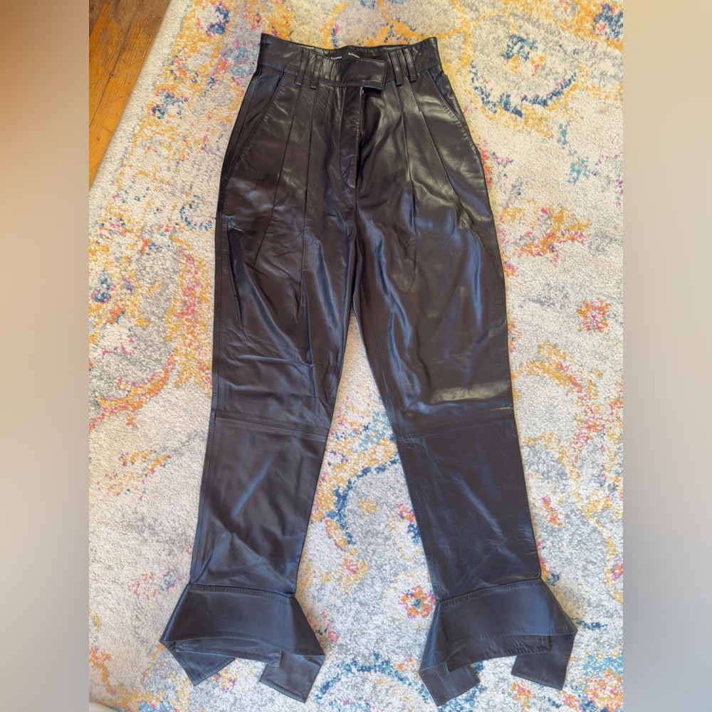 Proenza Schouler black leather pants size 2